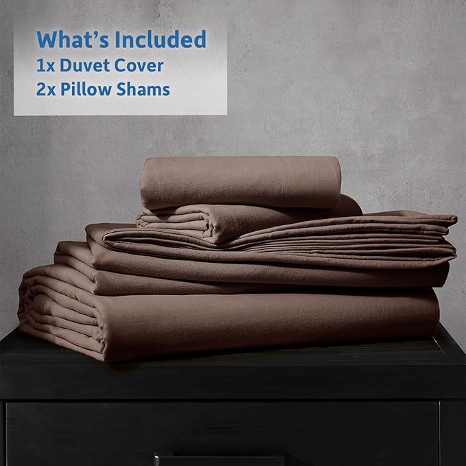 Nestl Chocolate Brown Duvet Cover Full Size - Soft Prewashed Full Size Duvet Cover Set, 3 Piece, with Zipper Closure, 1 Duvet Cover 80x90 inches and 2 Pillow Shams