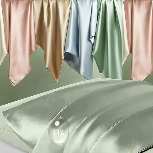 Silk Pillowcase for Hair and Skin, Mulberry Silk Pillow Cases King Size, Anti Acne Cooling Sleep Both Sides Natural Silk Satin Pillow Case Covers with Hidden Zipper, Gifts for Women Men, Sage Green