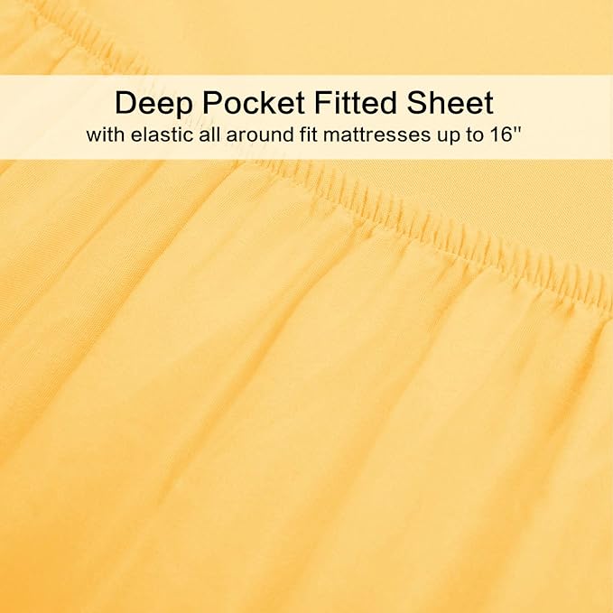 Best Season 1800 Thread Count Microfiber Fade Resistant Bed Sheet Set(1 Flat Sheet,1 Fitted Sheet and 1 Pillow Cases), Twin, Yellow