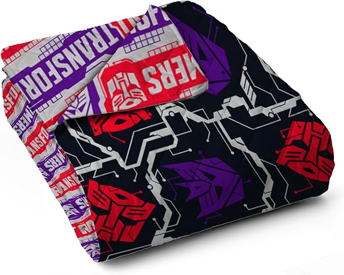 Northwest Transformers Logo Quilted Blanket, Comfy Throw, Adults Boys Girls, Soft Lightweight Bedding for Bed, or Couch, 60 x 80 inches