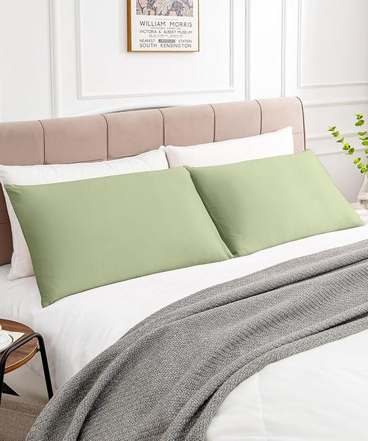 Warmstar Cotton Pillow Cases King Size Set of 2, 600 Thread Count Pillowcases 20x36 Inches, Soft Long Staple Cotton Pillowcases Breathable with Envelope Closure,Sage Green