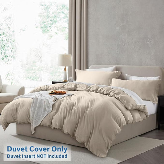 Nestl Linen Duvet Cover Full Size - Soft Prewashed Full Size Duvet Cover Set, 3 Piece, with Zipper Closure, 1 Duvet Cover 80x90 inches and 2 Pillow Shams