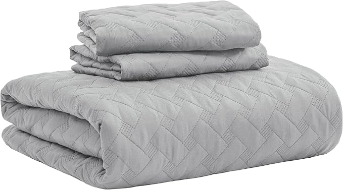 Bedsure Quilts King Size - Lightweight Bedspreads King Size with Basket Weave Pattern, Soft Quilt Bedding Set, Light Grey Comforter Set Coverlet for All Seasons with 2 Pillow Shams (106" x 96") | Skin-Friendly Soft, All-Season Comfort, Breathable, Ligh...