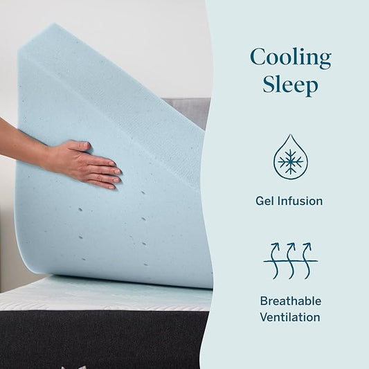 Lucid 4 Inch Memory Foam Mattress Topper, Twin Size – Cooling Gel Bed Topper – Preassure-Relieving Ultra Plush Feel – Ventilated Breathable Design – CertiPur Certified - Dorm Room Essentials