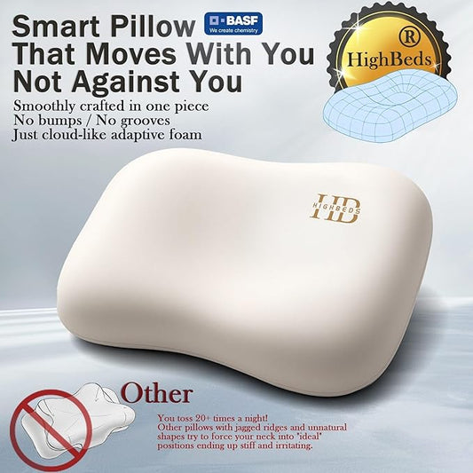 Cervical Neck Pillow - Side Sleeper Pillow for Neck Pain Relief, Soft Ergonomic Memory Foam Pillows Ice Silk Zipperless Pillowcase, Eco-Friendly and Durable Material