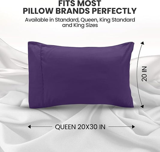 Utopia Bedding Queen Pillow Cases - 2 Pack - Envelope Closure - Soft Brushed Microfiber Fabric - Shrinkage and Fade Resistant Pillow Covers Queen Size 20 X 30 Inches (Queen, Egg Plant)