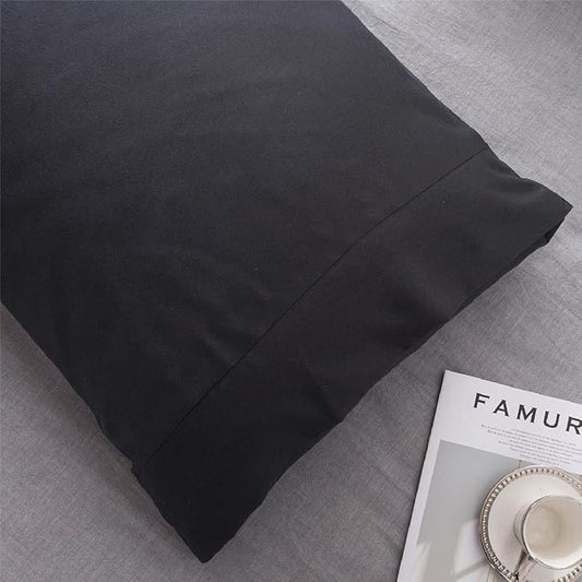 Microfiber Bed Pillowcases 2 Pack King Size, Super Soft Bed Pillow Covers Envelope Closure, Wrinkle, Fade and Stain Resistant, 20x36, Black