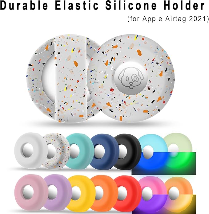 for Airtag Holder for Dog Collar, Cibaabo Silicone Air Tag Case Cover | for 0.8-1.2inch Pet Collar | doesn't dangle | Compact | Easy Installation | Compatible with Apple Airtags