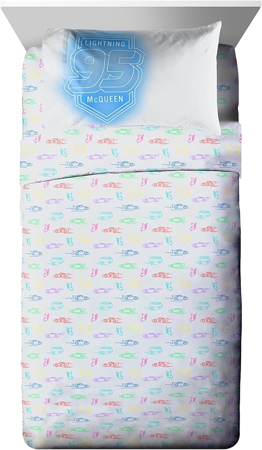 Jay Franco Kids Comforter Set Includes Sheets and Pillow Covers - Soft and Cozy Bed Set for Stylish Room Decor, Black - Cars, 5 Piece Twin Bedding