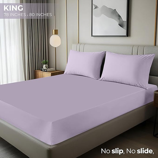 Utopia Bedding King Fitted Sheet - Bottom Sheet - Deep Pocket - Soft Microfiber - Shrinkage and Fade Resistant-Easy Care -1 Fitted Sheet Only (Lavender)