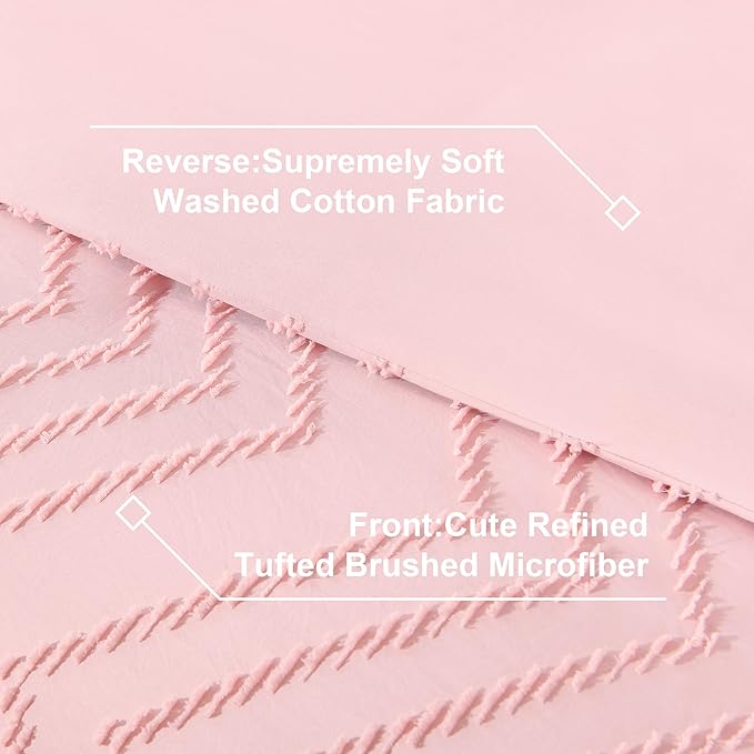 Litanika Pink Full Size Comforter Set with Sheets - 7 Pieces Bed in a Bag Full Boho Tufted Complete Bedding Sets with Comforter, Sheets, Pillowcases & Shams