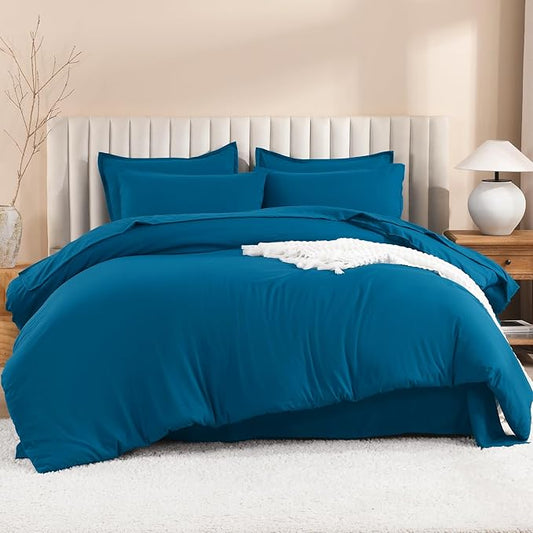 Litanika Comforter Queen Size Set Teal - 7 Pieces Bed in a Bag Queen Bedding Comforter Sets, Plain Lightweight Bed Set with Comforter, Sheets, Pillowcases & Shams