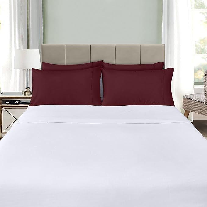 Utopia Bedding King Pillow Cases - 4 Pack - Envelope Closure - Soft Brushed Microfiber Fabric - Shrinkage and Fade Resistant Pillow Covers King Size 20 X 40 Inches (King, Burgundy)