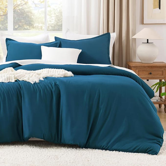 Litanika Teal Comforter Queen Size, 3 Pieces Turquoise Lightweight Solid Bedding Comforter Set, All Season Fluffy Bed Set (90x90In Comforter & 2 Pillowcases)