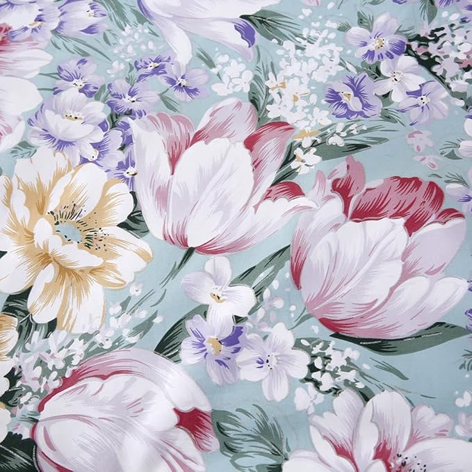 WINLIFE 100% Cotton Pillowcases Queen Size Garden Floral Printed Pillow Cases Set of 2 Soft and Breathable Cooling Pillow Case (Queen 20x30'', Purple Flower)