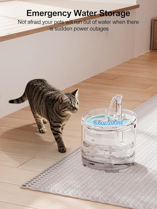 NPET Cat Water Fountain WF050TP 1.5L Automatic Pet Drinking Fountain with Replacement Faucet Kit - 8 Replacement Filters (No Adapter)