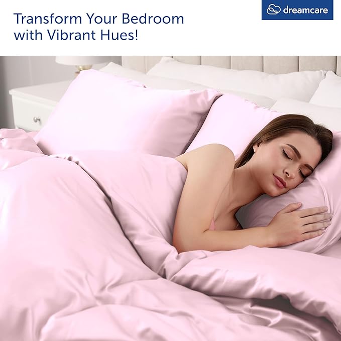 DREAMCARE King Size Sheets Set – 6 pcs Cooling Bed Sheets – up to 15” Deep Pocket King Sheet Set – 2500 Supreme Collection – Extra Soft 100% Brushed Microfiber Hotel Luxury with Side Pocket, Pink