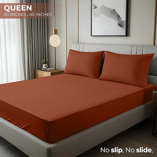 Utopia Bedding Queen Fitted Sheet - Bottom Sheet - Deep Pocket - Soft Microfiber - Shrinkage and Fade Resistant-Easy Care -1 Fitted Sheet Only (Orange)