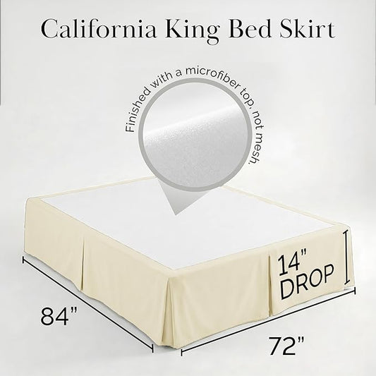 Southshore Fine Living, Inc. Hotel Quality California King Bed Skirt 14 Inch Drop, Pleated Dust Ruffle, Wrinkle Free Cal King Bed Skirt, Easy Care Microfiber, Pet Hair Resistant Bedskirt, Cream
