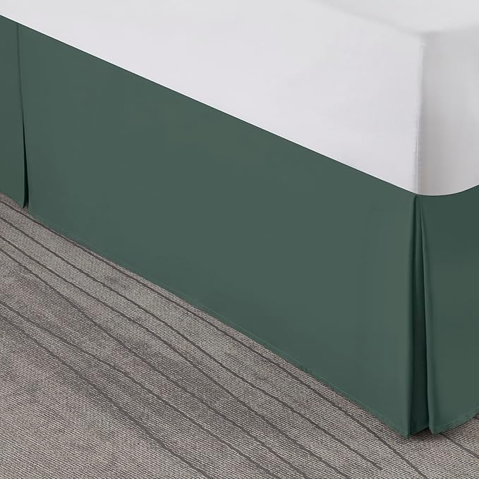 Nestl Forest Green Twin XL Bed Skirt - Twin XL Size Bed Skirt 14 Inch Drop - Brushed Microfiber Bed Skirts - Hotel Quality Pleated Bed Skirt - Shrinkage & Fade Resistant