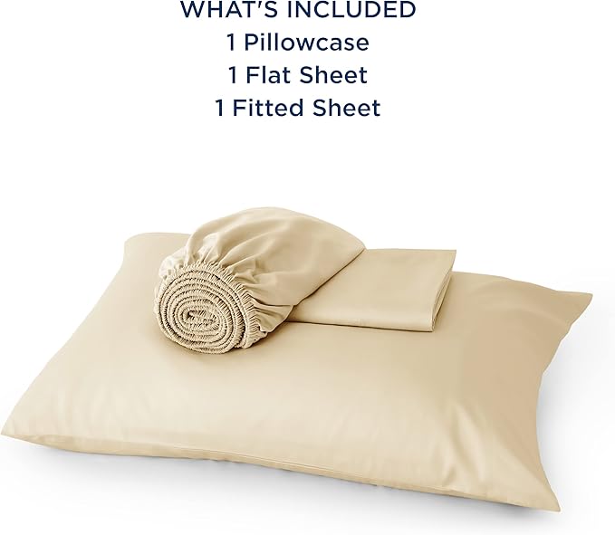 Bedsure Cooling Sheets Twin, Rayon Derived from Bamboo, PureWoven, Breathable & Soft Twin Sheets Set, Deep Pocket Up to 16 Inches, Hotel Luxury Silky Bedding for Hot Sleepers, Alabaster Gleam