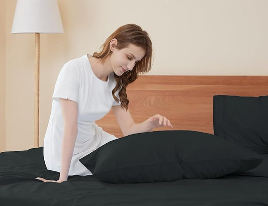 Sunflower King Pillowcases Set of 2, 100% Cotton King Size Pillow Cases 2, 20ร40 inches Black, Soft and Breathable