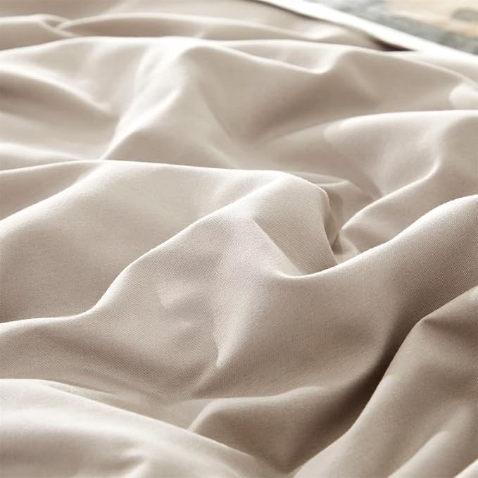 Houseri King Comforter Set - Beige, Cream King Size, 3 Pieces - Light Taupe, Khaki, Soft Bedding - All Season Gift Choice - Elegant, Lightweight, Fluffy - Light Brown, Solid Oatmeal Bed Quilt - Comfy