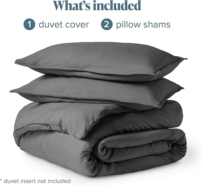 Bare Home Bedding Duvet Cover Full Size - Premium 1800 Super Soft Collection - Lightweight, Cooling - Soft Breathable Bedding Duvet Cover (Full, Grey)