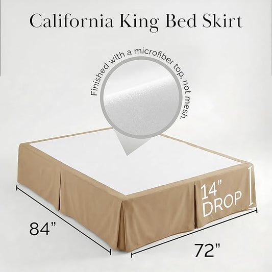 Southshore Fine Living, Inc. California King Size Bed Skirt, 14-Inch Drop Pleated Bed Skirt for California King Mattress, Dust Ruffle for California King Size Bed, Taupe