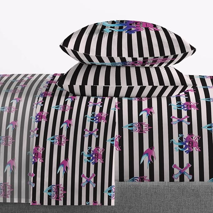 Jay Franco Kids Sheet Set with Fitted, Flat Sheets & Pillow Cover - Ultra-Soft Bedding with Pillowcase for Room Decor, Multi Color - Descendants, 4 Piece Full