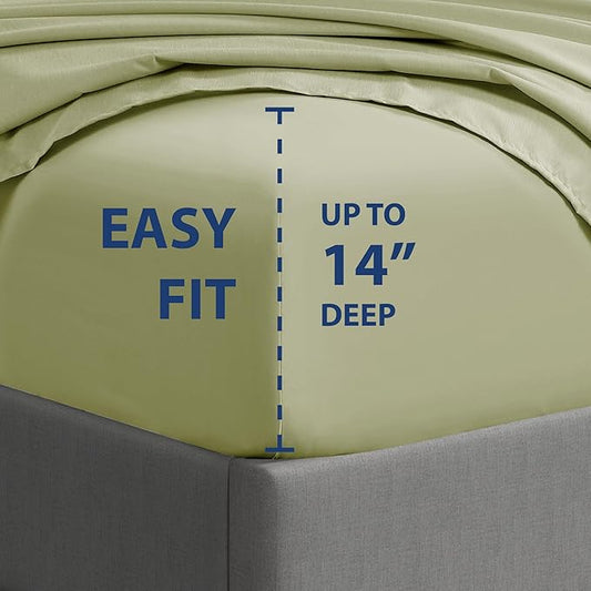 Cathay Home Essentials Ultra Soft Hypoallergenic Wrinkle Resistant Double Brushed Microfiber Bedding Sheet Set, Sage, Twin XL