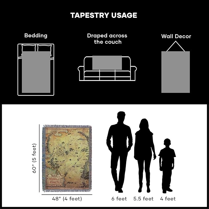 Northwest Lord Of The Rings - The Hobbit Woven Tapestry Throw Blanket, 48" x 60", Middle Earth