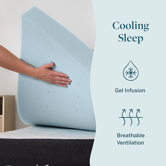 Lucid 3 Inch Memory Foam Mattress Topper, King Size โ Cooling Gel Bed Topper โ Preassure-Relieving Deep Plush Feel โ Ventilated Breathable Design โ CertiPur Certified - Dorm Room Essentials