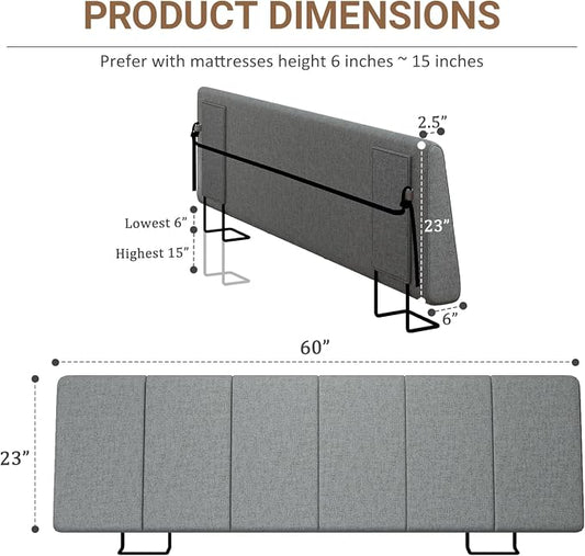Queen Size Headboard Only-No Assembly Required, Dark Gray | Easy to use no assembly required, Linen fabric and extra-thick foam for added comfort, Modern style headboard queen size