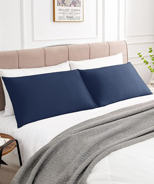 Warmstar Cotton Pillow Cases Queen Size Set of 2, 600 Thread Count Pillowcases 20x30 Inches, Soft Long Staple Cotton Pillowcases Breathable with Envelope Closure,Navy Blue