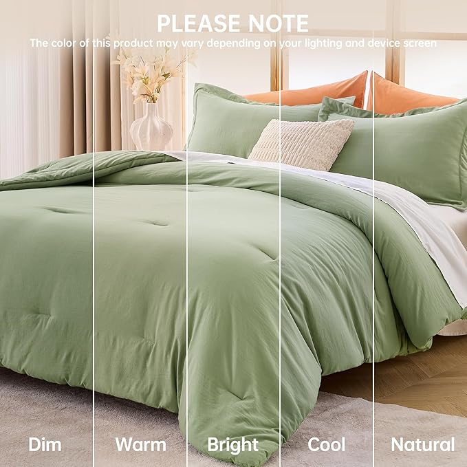 MUXHOMO Green Twin/Twin XL Comforter Set, All Season Ultra Soft Down Alternative Bedding - 2 Piece Lightweight Bed Set Includes 1 Comforter (68"x88") and 1 Pillow Shams (20"x26")