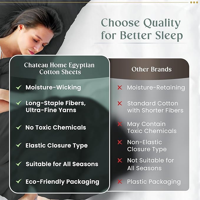 100% Cotton Sheets King Size Sheets Set with Fitted Sheet & Pillowcase Sets, 800 Thread Count Sateen Weave 4 piece 15" Deep Pocket King Sheet Set, Soft & Comfy Naturally Cool Luxury Bedding- Charcoal