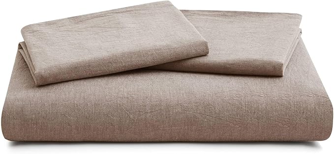100% Cotton Duvet Cover Queen Size, Mauve Brown Linen-Like Natural Bedding Set with Zipper Closure (No Comforter), Queen Size, Duvet Cover (90"x90") x 1, Pillowsham(20"x26") x 2