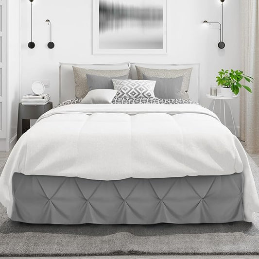 Nestl Dark Grey Bed Skirt Twin Size, Pinch Pleat Twin Bed Skirt, 14" Inch Drop Twin Bedskirt, Hotel Quality Dark Grey Bed Skirts, Premium Microfiber Bedskirt for Twin Bed, Dark Grey Twin Bed Skirt