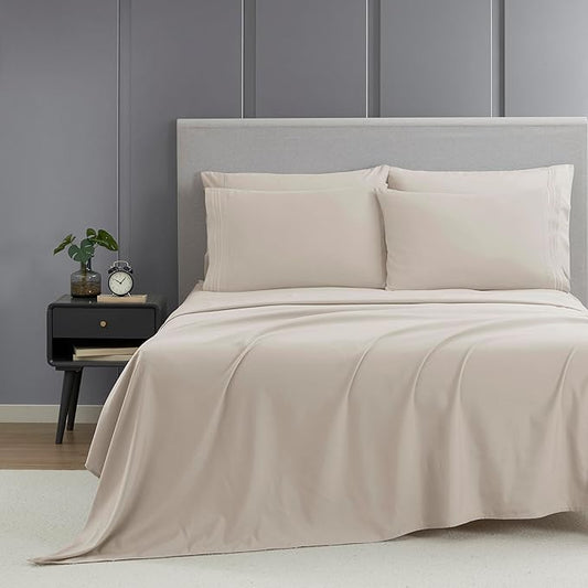 Clara Clark Cal King Sheets - Hotel Luxury 6 Piece Bed Sheets for Cal King Size Bed - Soft Bedding Sheets & Pillowcases, Fits Mattress up to 16 inch deep. California King, Linen