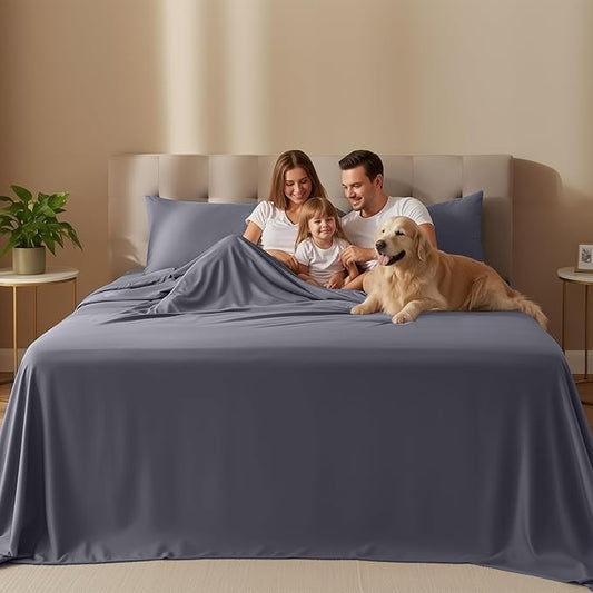 Utopia Bedding California King Sheet Set โ 4 Piece Bed Sheets for Cal King Size Bed, Soft and Breathable Microfiber, Includes 1 Fitted Sheet, 1 Flat Sheet and 2 Pillowcases (Grey)