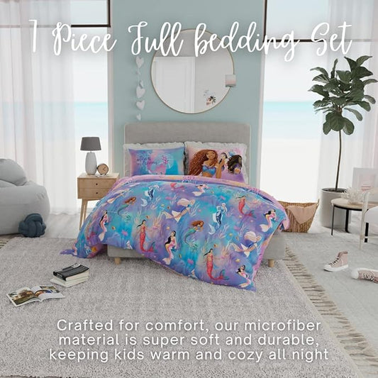 Disney Princess Ariel The Little Mermaid Live Action Movie Ariel Kids Bedding Super Soft Comforter and Sheet Set with Sham, Full, (100% Official Licensed Product) by Franco