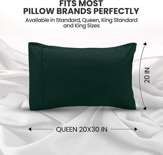 Utopia Bedding Queen Pillow Cases - 2 Pack - Envelope Closure - Soft Brushed Microfiber Fabric - Shrinkage and Fade Resistant Pillow Covers Queen Size 20 X 30 Inches (Queen, Emerald)