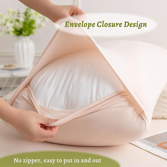 Stretchy Body Pillow Case Cover - Jersey Knit Long Pillowcase for Body Pillow, 1 Pack - Envelope Closure & Skin-Friendly, Soft and Breathable for Sleeping, 20"x54", Pink