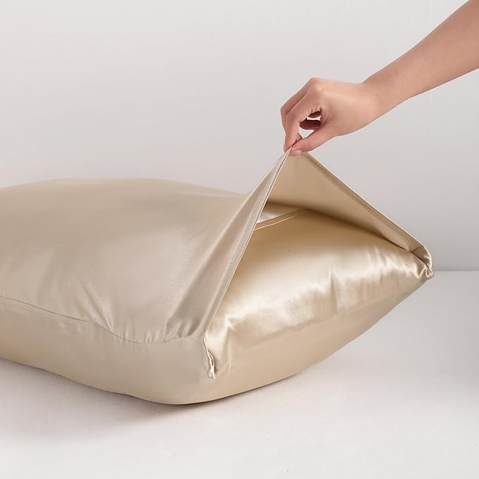 NTBAY 2 Pack Satin Standard Pillowcases for Hair and Skin, Luxurious and Silky Pillow Cases with Envelope Closure, 20x26 Inches, Taupe