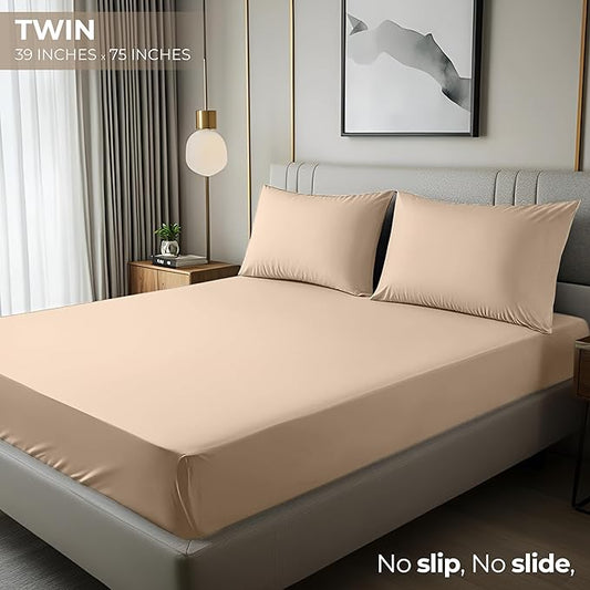 Utopia Bedding Twin Fitted Sheet - Bottom Sheet - Deep Pocket - Soft Microfiber - Shrinkage and Fade Resistant - Easy Care -1 Fitted Sheet Only (Beige)