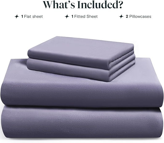 LuxClub Full Size Bed Sheets, 100% Rayon Derived from Bamboo Cooling Sheets, Breathable & Soft Deep Pocket Up to 16", Hotel Luxury Silky Sheets Full Size Set, Light Grey