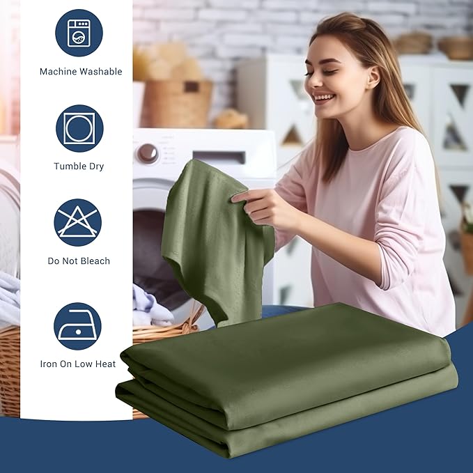 Pillowcases Queen 4 Pack, 20x30 Pillow Cases with Envelope Closure, Soft Plain Brushed Microfiber Covers Breathable Wrinkle-Resistant, Olive Green