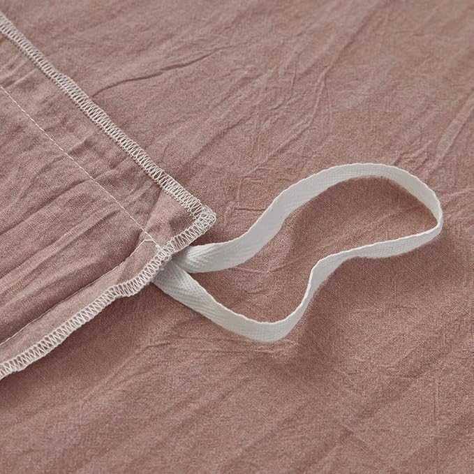 FACE TWO FACE Bedding Duvet Cover Set100% Washed Cotton Duvet Cover Linen Like Textured Breathable Durable Soft Comfy (Twin, Old Pink)