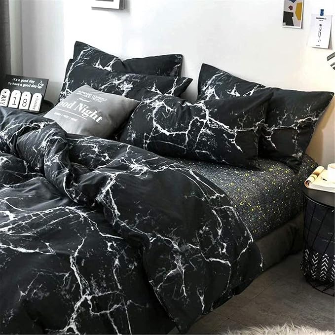 Cottonight Black Marble Comforter Set California King Black and White Bedding Comforter Sets Modern Cotton Abstract Gothic Blanket Quilts Bedding Comforter Set for Women Men Adults Teens Cal King Bed